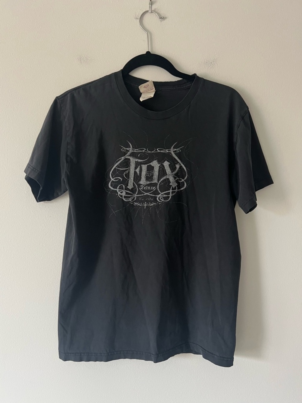 Fox Racing Black Graphic Tee Y2K Baby Tee Grunge Moto Streetwear Unisex Medium